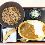 ゆで太郎 - 料理写真:ミニカレーセット 810円 , 海老天 0円(無料券使用)