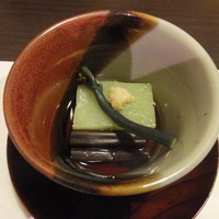 銀座方舟  大吟醸しずく店 - 長蕨のお浸し 雲雀豆富 美味出汁