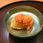 日本料理 太月 - マナガツオの天ぷら、北海道の生ウニ