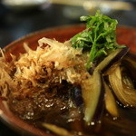 九段一茶庵 - 春なすと茗荷、出汁が効いた煮びたしは酒に合う