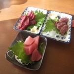 立ち飲み処ここ - ココセットで馬刺し＆まぐろ(2015.5.4)