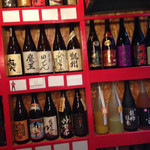 Tachinomidokoro Shichirin Sumibi Horumon Den - 壁には色んなお酒がっ‼︎