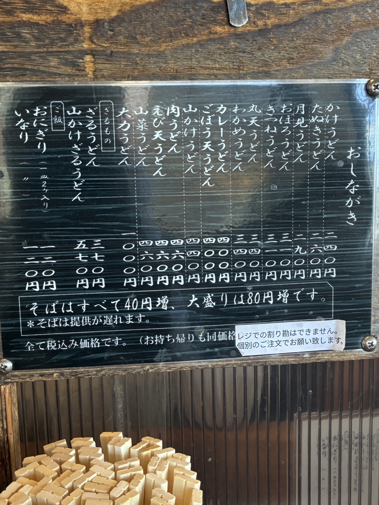 大力 うどん メニュー