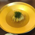 魚菜おお田 - 賀茂茄子鰻入り　茗荷の餡掛け　おかひじきのせ　初めて食べる料理　手間をかけた仕事　とても美味しい