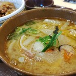 すき家 - 料理写真:とん汁みそらーめん、牛丼ミニ、生姜ソース