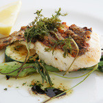 Grilled fresh fish with fresh herb sauce