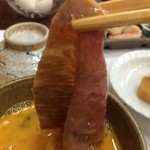 旅館 清兵衛 - 飛騨牛すき焼きは若干厚くて重いのに柔らかでした