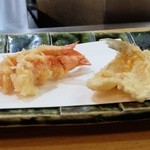 Tempura Takiguchi - ランチ天ぷら定食1300円、海老2本、キス