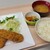 広島市役所職員食堂 - 料理写真:日替りランチA(税込560円)
          ①鶏ささみフライ&烏賊ミンチフライ、千切り甘藍添え②竹の&人参&小松菜の煮物③白ご飯④素麺入りお味噌汁
          豪華でもダメだし、高いのは論外という諸々に配慮した結果かな