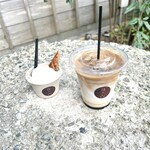種々 - 黒糖シロップのアイスカフェラテと石垣の塩ジェラート