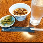 芋焼酎水割り、ちゃまめ