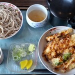 石臼粗挽き 手打そば 幻庵 - えび天丼とそばセット