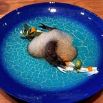 Chez Tetsu - 前菜：鮎のコンフィ 醤油風味のエスプーマ