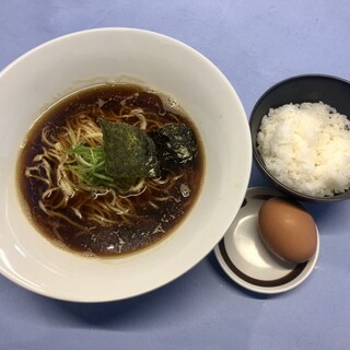 自家製麺 はし本 - 料理写真:黒醤油　朝らぁTKG定食　¥970-