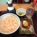 釜揚げうどん岡じま - 釜揚げうどん（小）とおでんのたまご(２０１５年５月２日撮影)