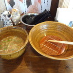 ベジポタつけ麺えん寺 - ざるで麺の水切り