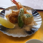 京料理 木乃婦 - 海老、ホタテ、とうがらし、おこげなど