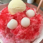 若不老園 - いちご氷(500円＋白玉100円＋アイス100円)