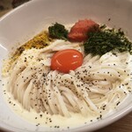 銀座うどんしら石 - 明太クリーム釜玉うどん