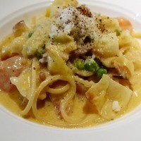 Cucina Italiana 東洞 - スパゲッティーニ　春キャベツのカルボナーラ　国産ライム風味