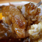 スタミナカレーの店バーグ - スタミナカレー・生卵（770円）＋中盛（160円）