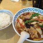 万福 - 肉そば 880円 小ライス 170円