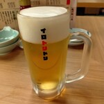 炭火と串焼きと肴 原価酒場 イロ鶏ドリ - サッポロ黒ラベル生ビール