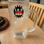 炭火と串焼きと肴 原価酒場 イロ鶏ドリ - 芋焼酎ハイボール