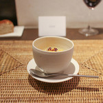 かわ村 - 2015.05再訪：antipasto 空豆のスフォルマート 毛蟹のほぐし身をのせて☆