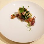 フレンチ サクラ - ランチコース 5400円 の穴子のフリットと蛍烏賊 トマトソース