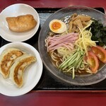 満天家 - 料理写真:満天冷やし中華大盛いなり付とジャンボ餃子2個