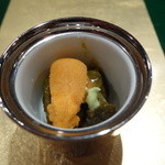 野嵯和 - 煮アワビの肝和えバフンウニ乗せ