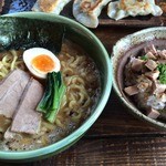 酒麺房 さの屋 - 鶏白湯鯵醤油＋チャーシュー丼