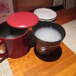 松吟庵 - 焼酎をそば湯で呑むという珍しい飲み方(蕎麦焼酎・十割)