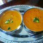 ヘブン - ２カレー（チキンとシメジとキーマカレー）・辛さ普通