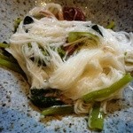 ほむら - 葉わさびあさり出汁煮、長芋そうめん、ホタルイカ