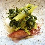 ほむら - 葉わさびあさり出汁煮、長芋そうめん、ホタルイカ