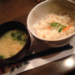 道しるべ - 筍ごはん、味噌汁