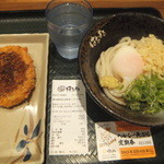 はなまるうどん  - 温玉ぶっかけ小(冷)300円＆コロッケ120円(天ぷら定期券で無料)(2015.5.9)