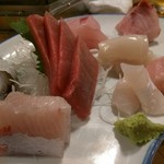 天史朗鮨 - お刺身盛り合わせ(地タコ、マグロ、平政の腹、鱸の腹、金目鯛、麦イカ、黒むつ、ハタ)