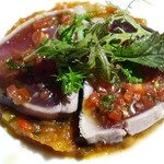 勝浦産　カツオのアフミカート　カポナータ添え