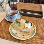 カフェまるぜん - 米粉のシフォンアイスサンド・ドリンクセット(\1,280)