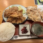 うなぎ とんかつ 濱亀 - 料理写真:からあげ5個定食。タレ3ケ塩味２ケのMIX。