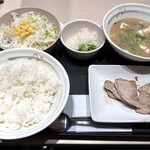 마쓰야 아라이야쿠시마에점 - 豚ロースの生姜焼き、冷汁変更、ご飯大盛 ¥1,200