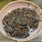 饗庭 - ごはんに黒担々麺のスープをかけて雑炊風に