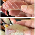 的野水産 - 上 鮪とろ
下 アラ(クエ)
