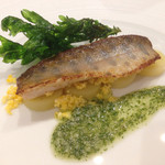 Variante - 岩魚のアスティ風 バニェットと春菊の素揚げを添えて