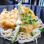 泉州新ばし - 期間限定　泉州名物えびじゃこ＆静岡駿河ブランド桜えびのかきあげ天ぶっかけそば　野菜天３種付の本物バージョン