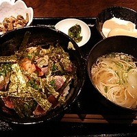 北新地 うえはら - 【2015年5月12日】炙り海鮮丼セットです。にゅうめんが付いています。