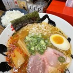 Mongolian Ramen Hiroshima ekimae ten - ราเมนมงโกอิ (รสกุ้ง) 950 เยน ข้าวสวย 200 เยน